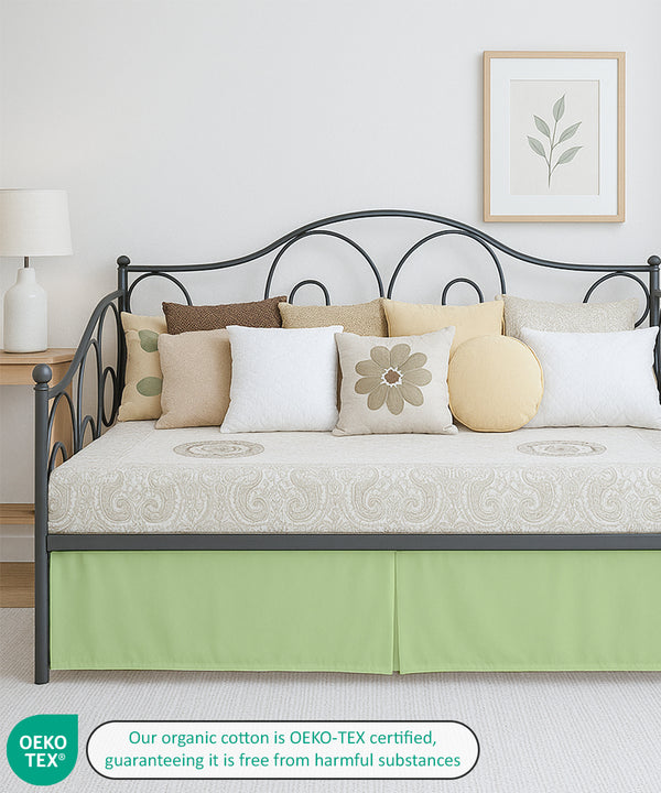 Luxe Pleated Microfiber 1 Piece Daybed Skirt- Sage-Bed Skirts-Shreem Linen-Slumber Sphere