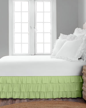 GraceLoom Tiered Ruffle Bed Skirt, Sage Green-Bed Skirts-Shreem Linen-Slumber Sphere