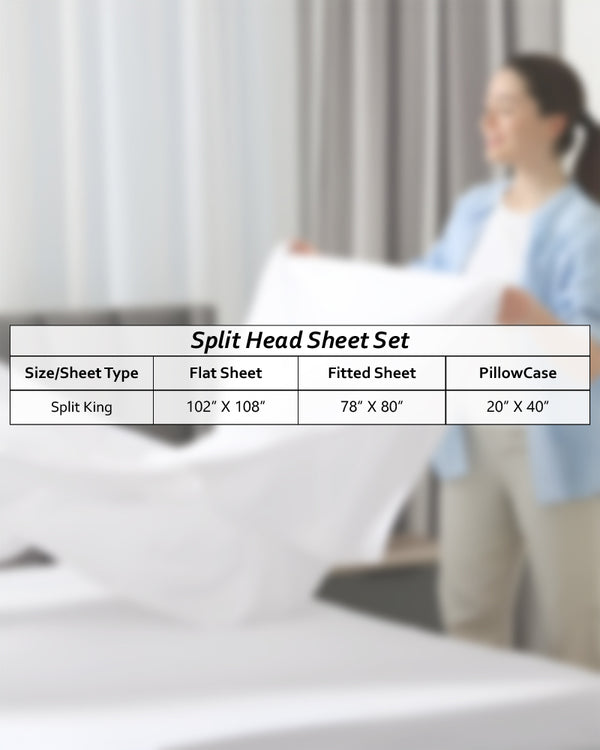 SleepEase Split Head 4 Piece Sheet Set- Ivory