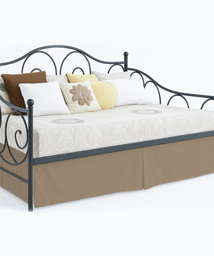 Luxe Pleated Microfiber 1 Piece Daybed Skirt- Taupe-Bed Skirts-Shreem Linen-Slumber Sphere