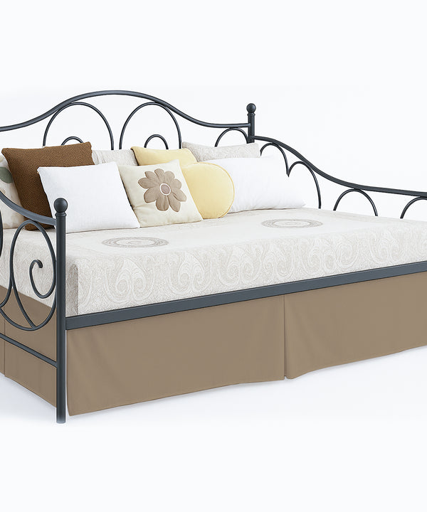 Luxe Pleated Microfiber 1 Piece Daybed Skirt- Taupe-Bed Skirts-Shreem Linen-Slumber Sphere