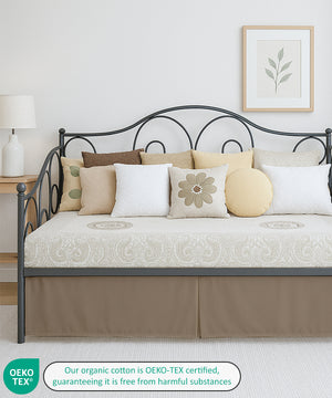 Luxe Pleated Microfiber 1 Piece Daybed Skirt- Taupe-Bed Skirts-Shreem Linen-Slumber Sphere