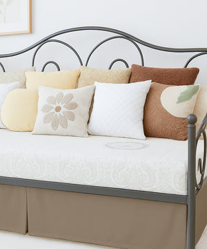 Luxe Pleated Microfiber 1 Piece Daybed Skirt- Taupe-Bed Skirts-Shreem Linen-Slumber Sphere