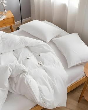 DreamHaven – Breathable & Beautiful 3 Piece Cotton Duvet Cover - White-Bed Layers-Cottington Lane-Slumber Sphere