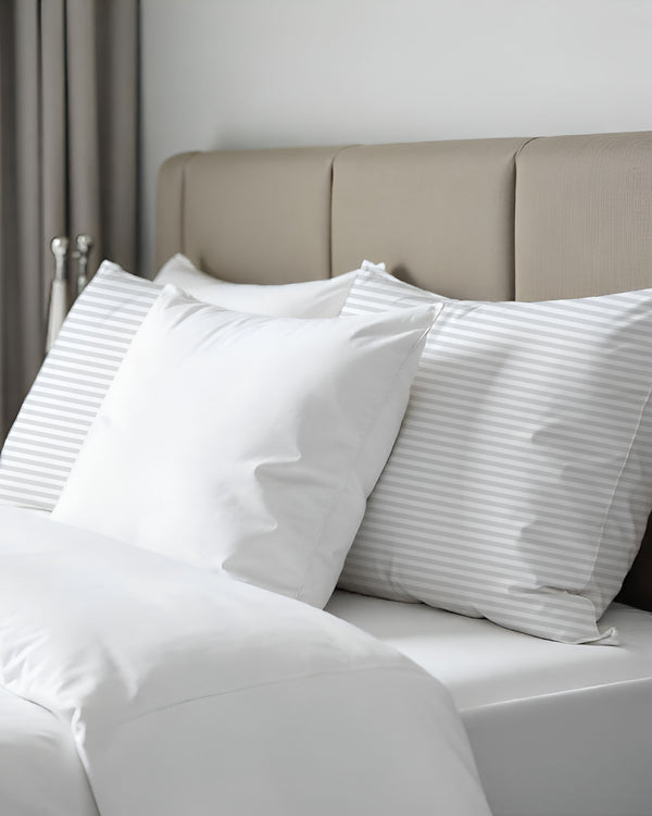 SnowLoom White Striped 2 Piece Pillow Covers-Pillowcases-Cottingon-Slumber Sphere