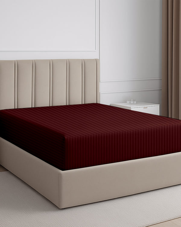 Seven Star 1 Piece Cotton Fitted Sheet- Burgundy