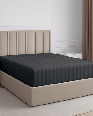 Seven Star 1 Piece Cotton Fitted Sheet- Dark Gray