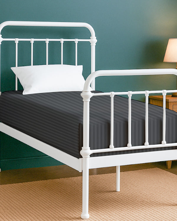 SoftHaven 1 Piece Cotton Cot Fitted Bed Sheet - Dark Gray