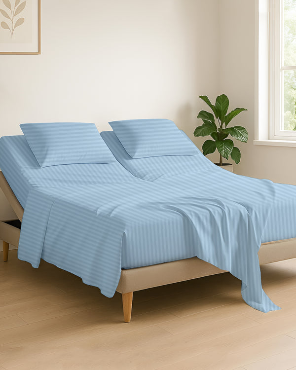 Serenity Split –  Premium Cotton 4 Piece Split Head Sheet Set- Light Blue