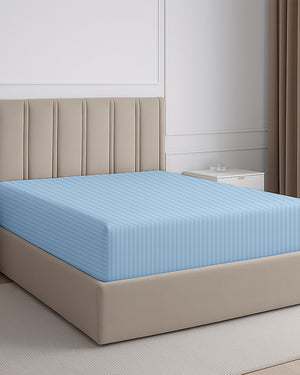 Seven Star 1 Piece Cotton Fitted Sheet-Light Blue
