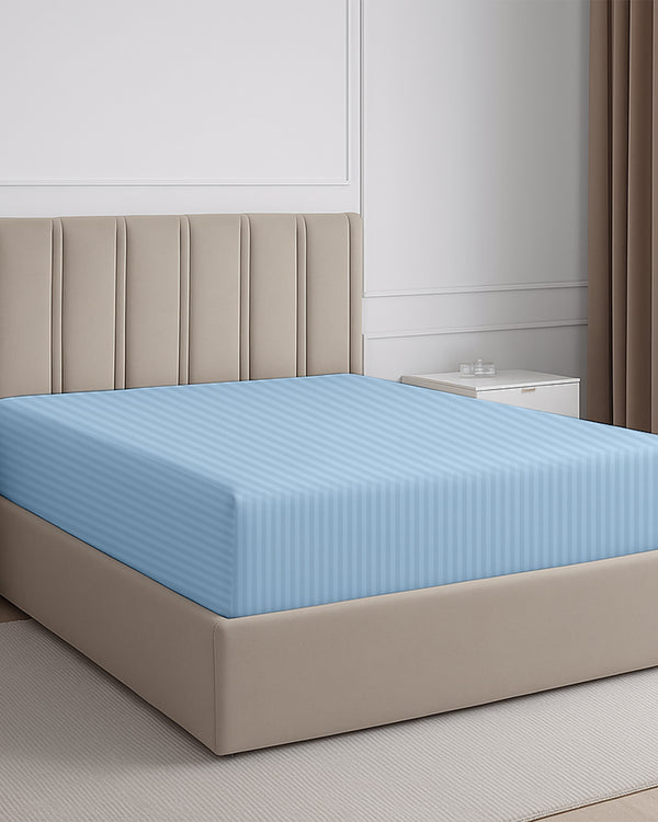 Seven Star 1 Piece Cotton Fitted Sheet-Light Blue
