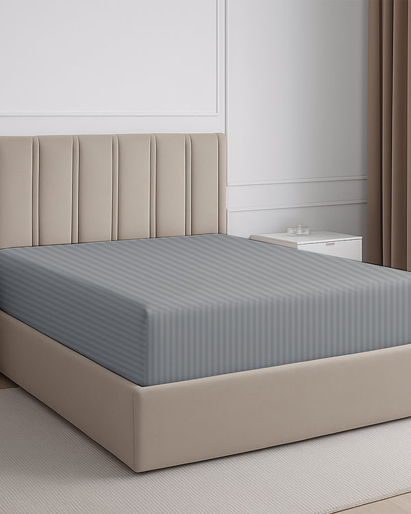 Seven Star 1 Piece Cotton Fitted Sheet- Light Gray