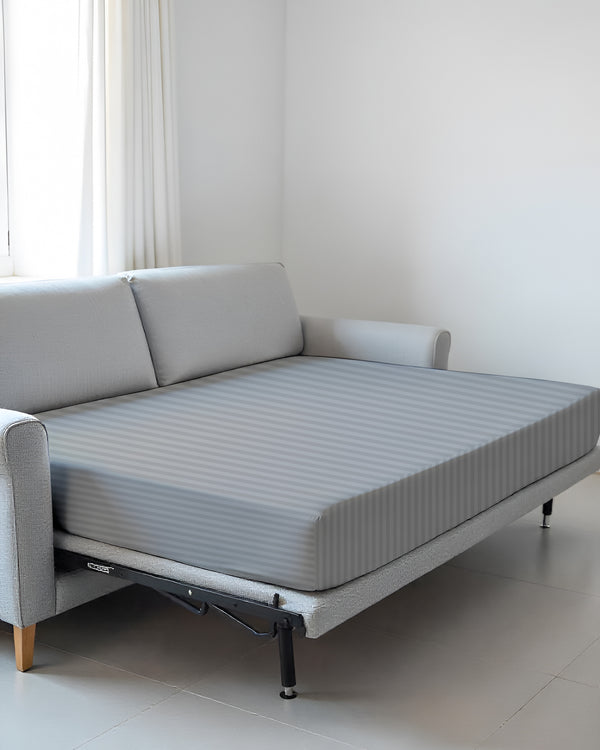 SmartSleep 1 Piece Deep Pocket Cotton Fitted Sheet for Convertible Sofa Beds - Light Gray