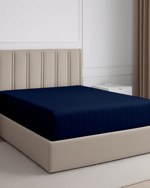 Seven Star 1 Piece Cotton Fitted Sheet- Navy Blue