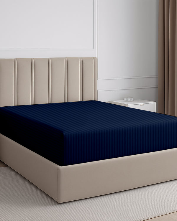 Seven Star 1 Piece Cotton Fitted Sheet- Navy Blue