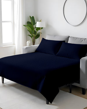 FlexFit Comfort Cotton 4-Piece Sleeper Sofa Sheet Set - Navy Blue