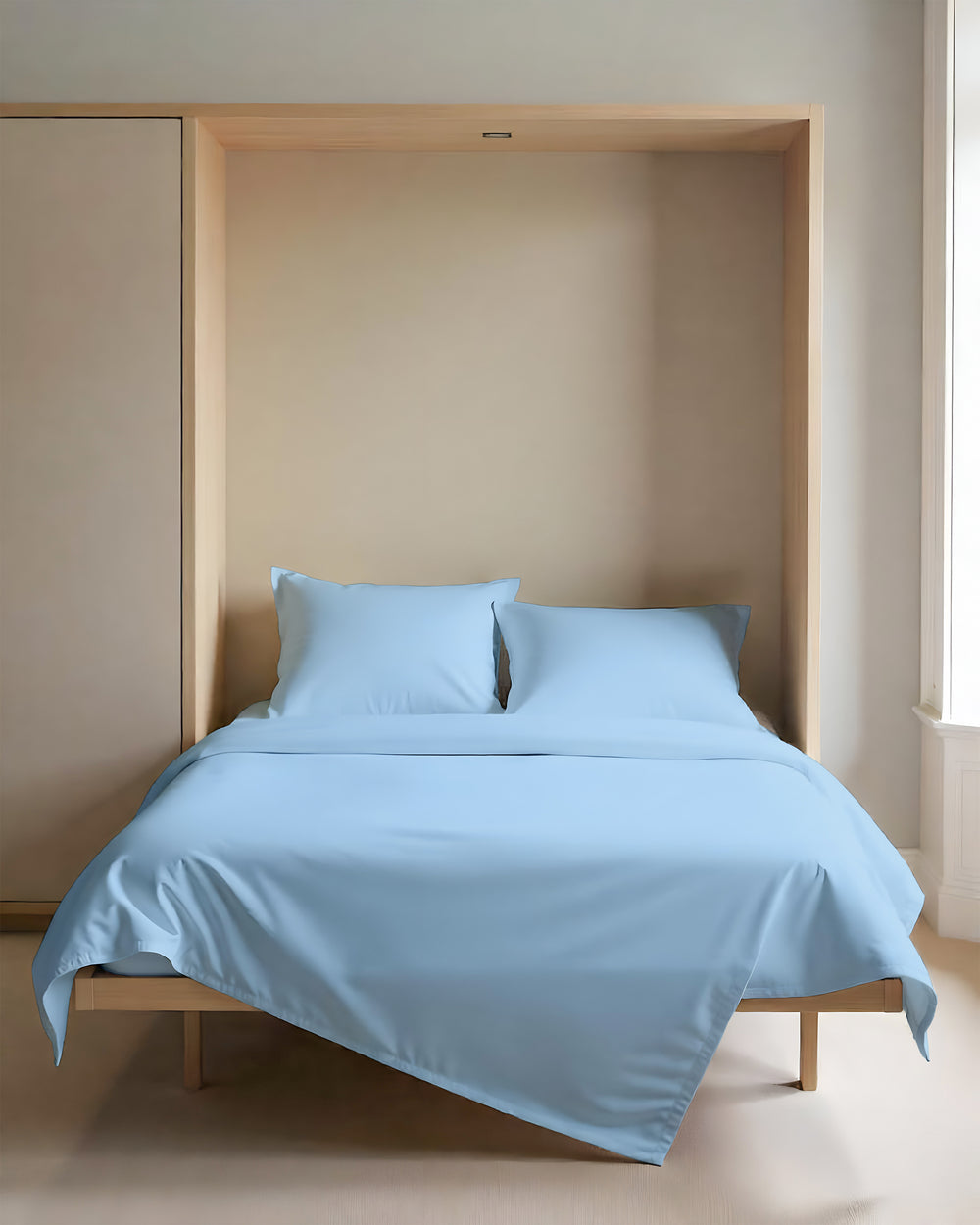 FoldEase Murphy Bed 4 Piece Sheet Set- Light Blue