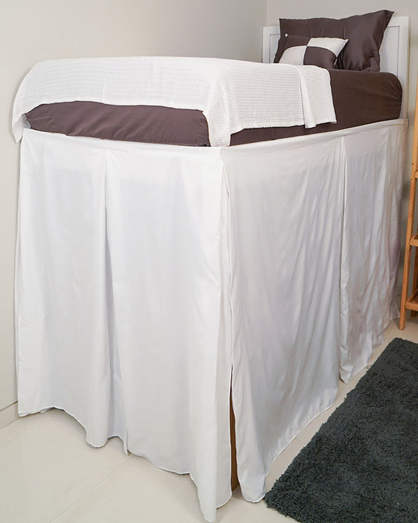 SmartPleat – Microfiber 1 Piece Pleated Dorm Bed Skirt - White-Bed Skirts-Shreem Linen-Slumber Sphere