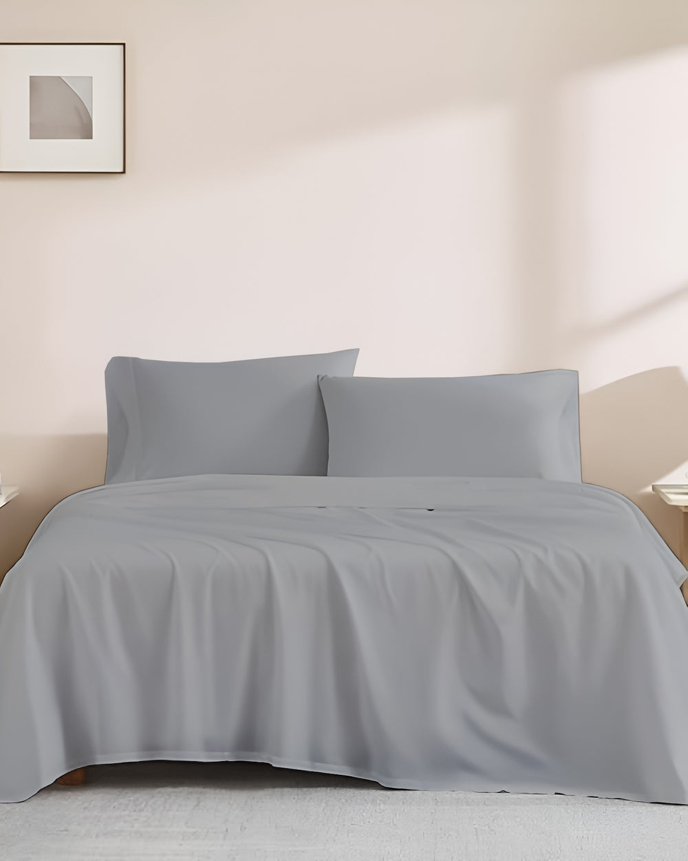 Classic Comfort Cotton Bedding 4 Piece Sheet Set- Light Gray