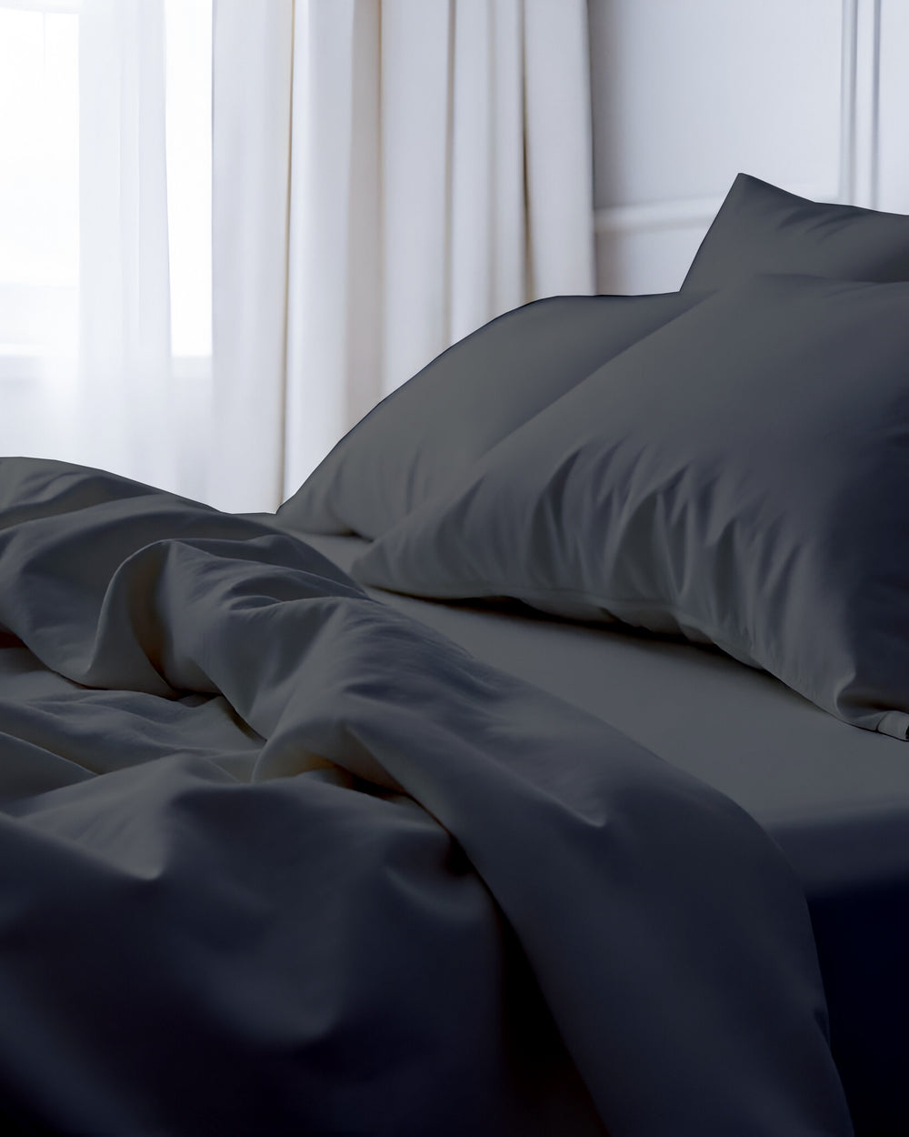 Royal Dreams, Extra Deep 4 Piece Cotton Sheet Set- Dark Gray