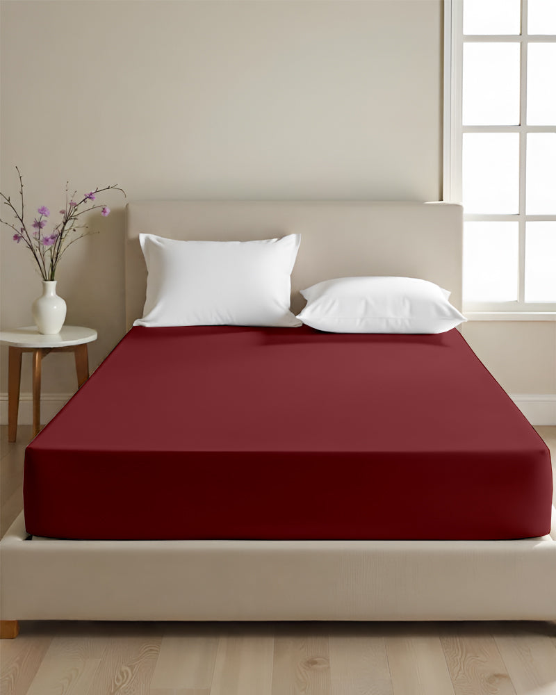 Cloud Soft Classic –  Single Fitted Sheet for Everyday Luxury - Burgundy