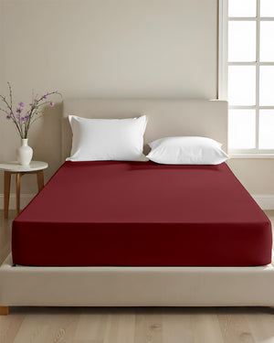 Cloud Soft Classic –  Single Fitted Sheet for Everyday Luxury - Burgundy