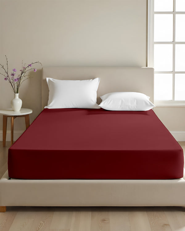 Cloud Soft Classic –  Single Fitted Sheet for Everyday Luxury - Burgundy