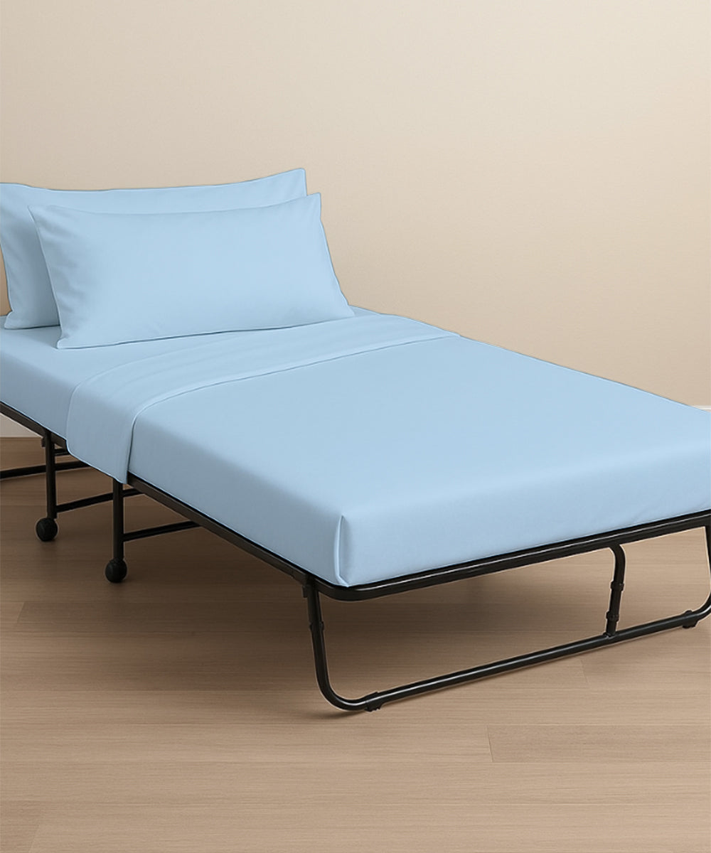 LuxeLayer Giza Cotton 4 Piece Cot Sheet Set - Light Blue