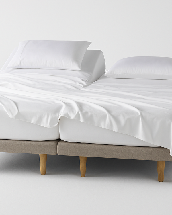 Comfort Split Ultra-Soft 5-Piece Cotton Split Beds Sheet Set - White-Custom Beds-Cottingon -Slumber Sphere