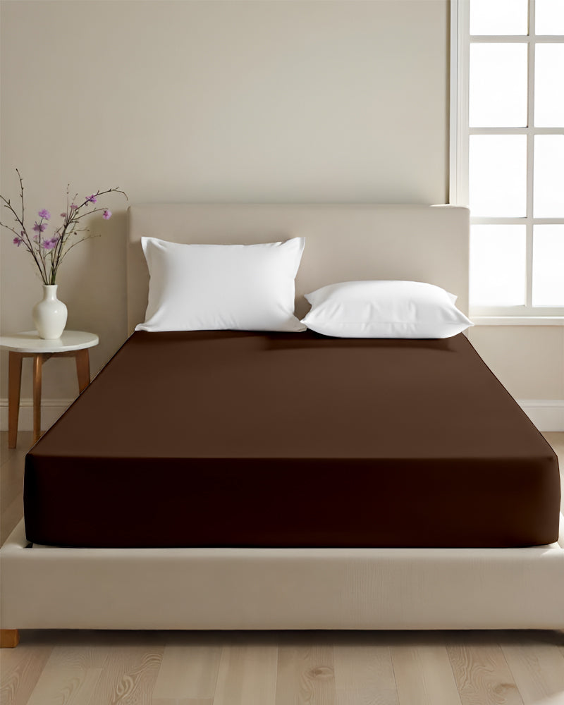 Cloud Soft Classic –  Single Fitted Sheet for Everyday Luxury - Chocolate