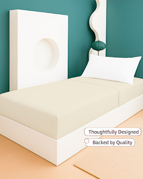 SoftHaven 1 Piece Cotton Cot Fitted Bed Sheet - Ivory