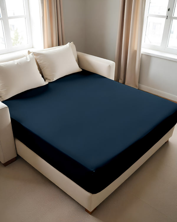 ComfortFold - Microfiber Sleeper Sofa 1 Piece Fitted Sheet- Navy Blue