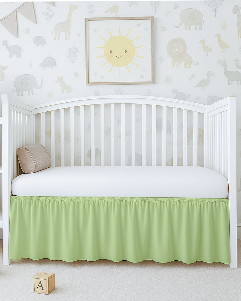 Microfiber Ruffled Crib Bed Skirt with Split Corners- Sage-baby bedding-Shreem Linen-Slumber Sphere
