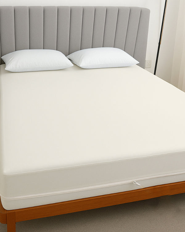 PureGuard ZipFit –  1 Piece Zipper Closure Fitted Sheet - Ivory
