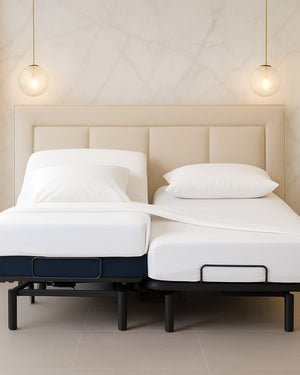 Snowy Giza Split Bed 5 Piece Sheet Set - White