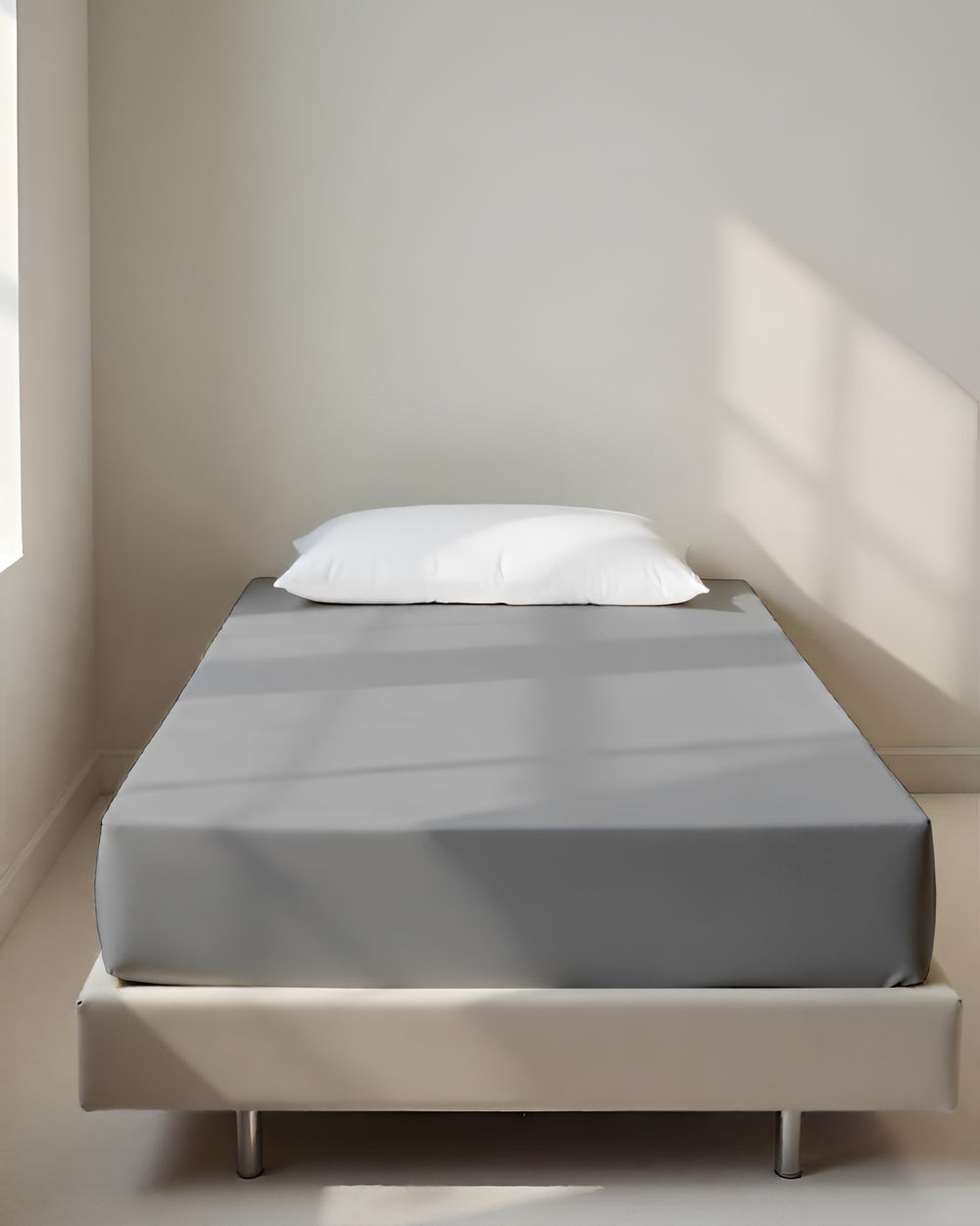 Luxe Giza Cotton 1 Piece Cot Fitted Sheet - Light Grey