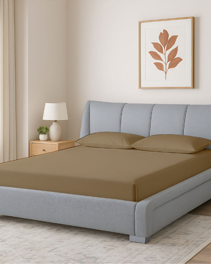 Oceanbreeze Premium Cotton 4 Piece Sheets Set for Waterbeds - Taupe