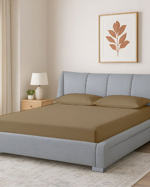 Oceanbreeze Premium Cotton 4 Piece Sheets Set for Waterbeds - Taupe
