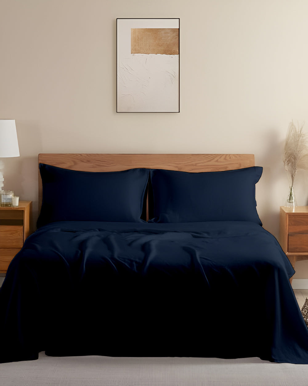 Crescendo Giza Cotton 4 Piece Sheet Set - Navy Blue