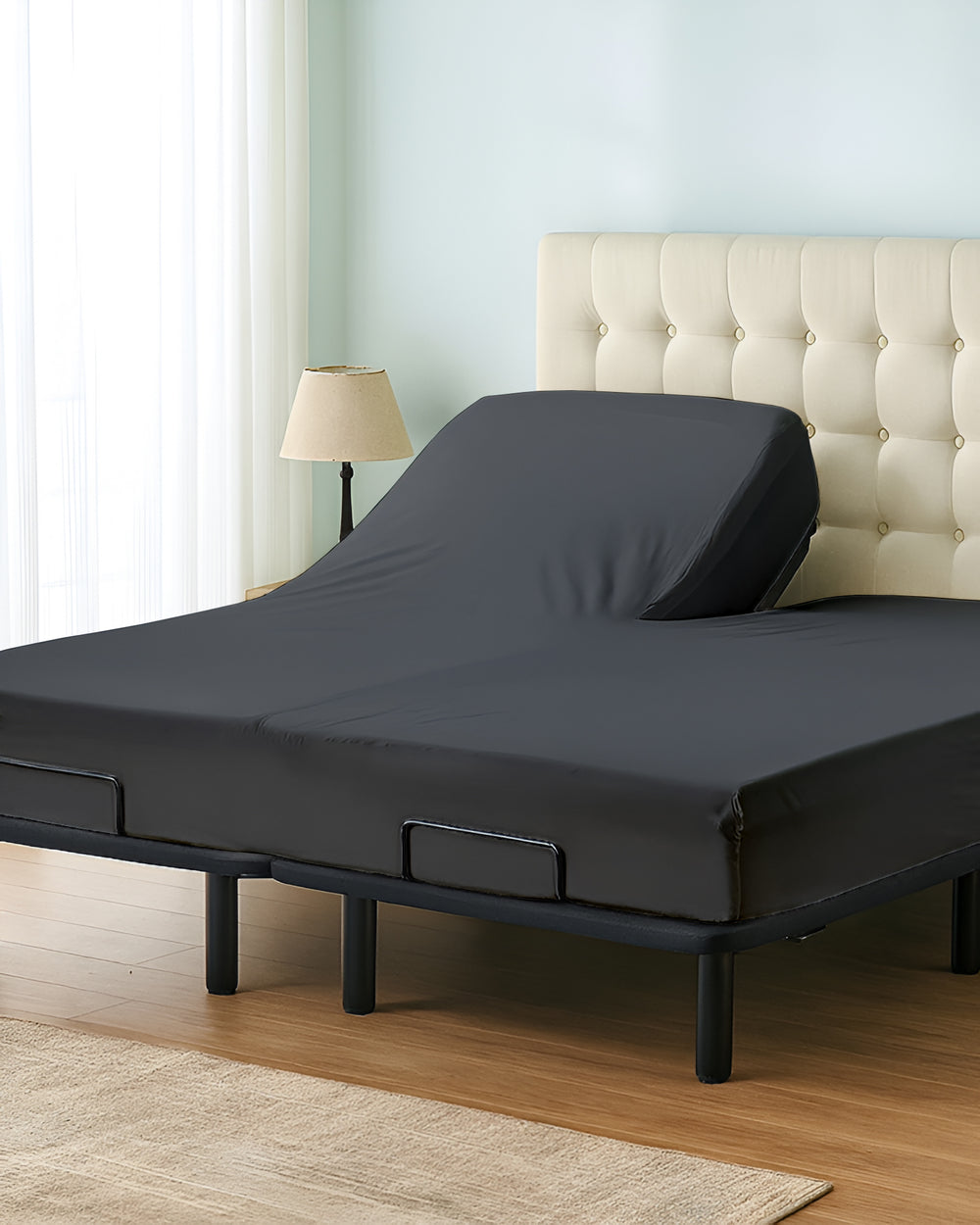 Premium 1 Piece Fitted Sheet with Top Split for Adjustable Beds - Dark Gray