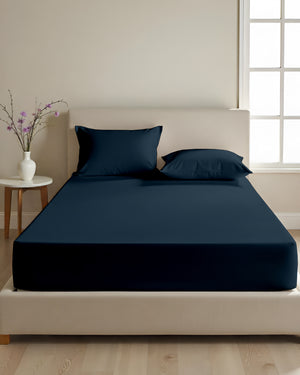 CalmFloats 4 Piece Waterbed Sheet Set- Navy Blue