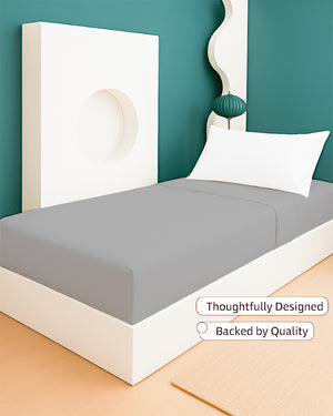 SoftHaven 1 Piece Cotton Cot Fitted Bed Sheet - Light Gray