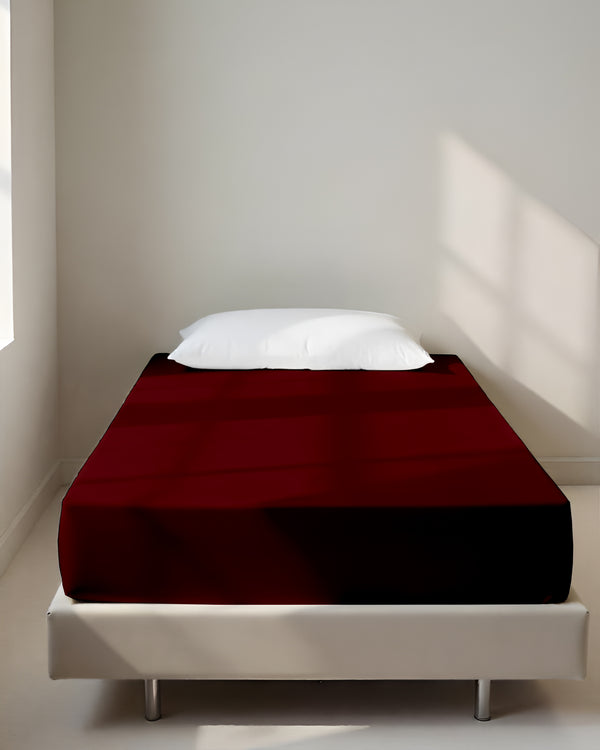 Luxe Giza Cotton 1 Piece Cot Fitted Sheet - Burgundy