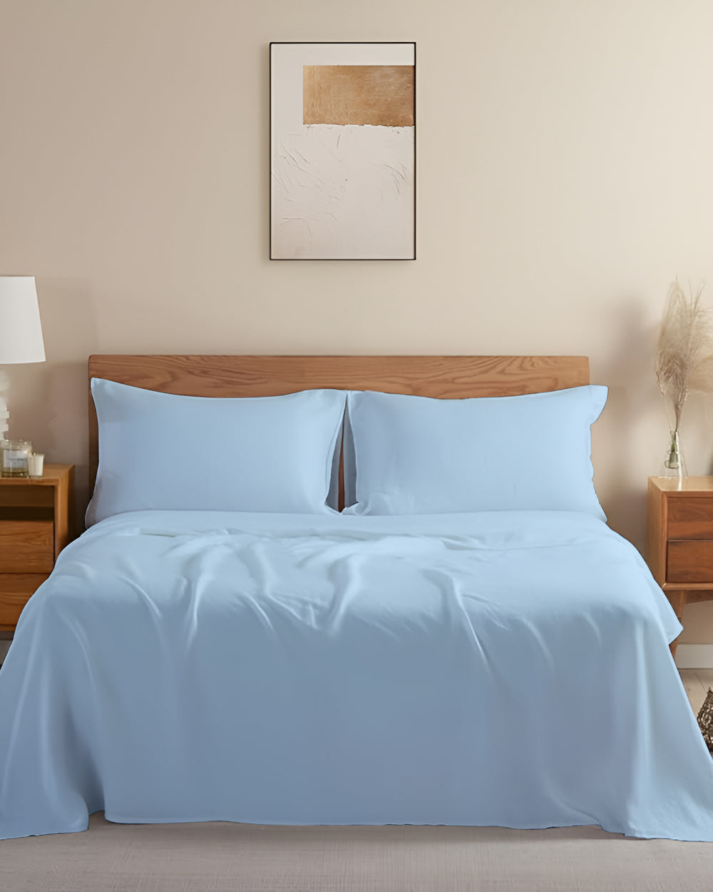 Crescendo Giza Cotton 4 Piece Sheet Set - Light Blue