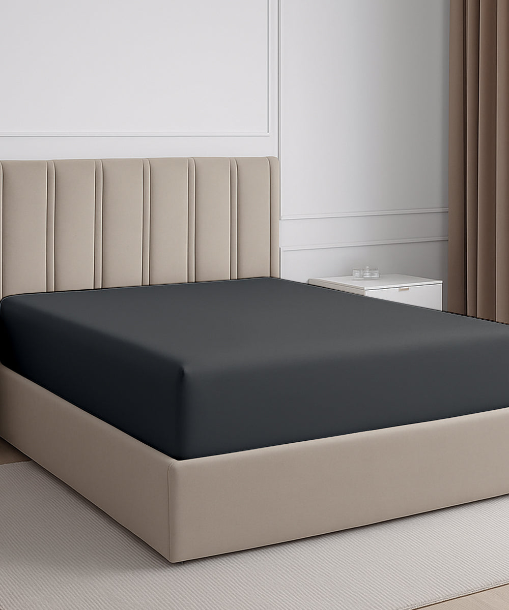 Seven Star 1 Piece Cotton Fitted Sheet- Dark Gray
