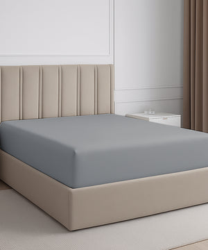 Seven Star 1 Piece Cotton Fitted Sheet- Light Gray