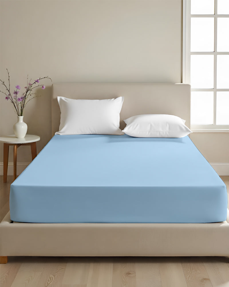 Cloud Soft Classic –  Single Fitted Sheet for Everyday Luxury - Light Blue