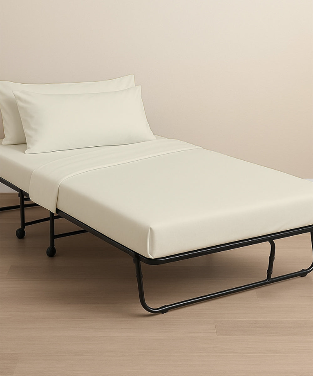 LuxeLayer Giza Cotton 4 Piece Cot Sheet Set - Ivory