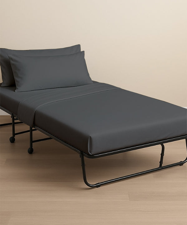 LuxeLayer Giza Cotton 4 Piece Cot Sheet Set - Dark Gray