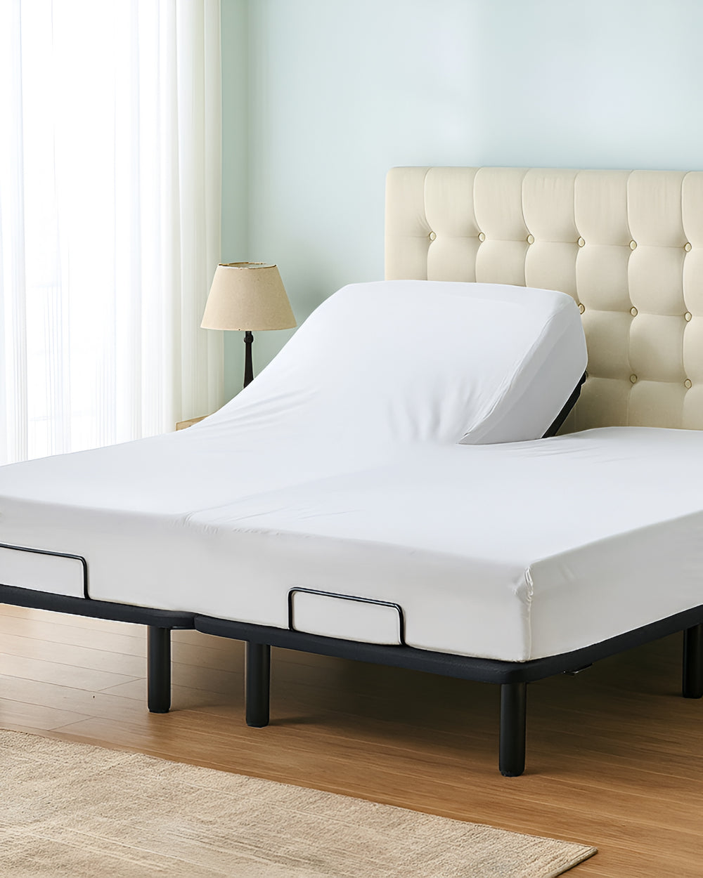 Premium 1 Piece Fitted Sheet with Top Split for Adjustable Beds - White